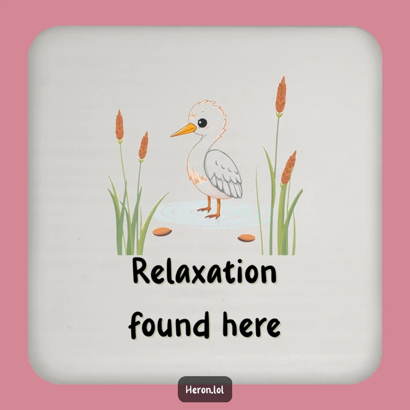 Funny Kawaii Heron Coaster: Protect Surfaces Wading Bird, Humorous Gift