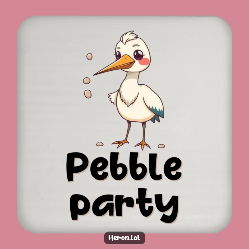 Funny Kawaii Heron Juggling Coaster - Protect with Pizzazz