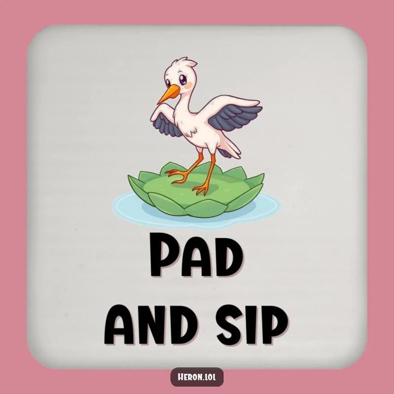 Funny Heron Landing Coaster: Delighted Bird's Grace, Protects Surfaces, Hilarious Gift
