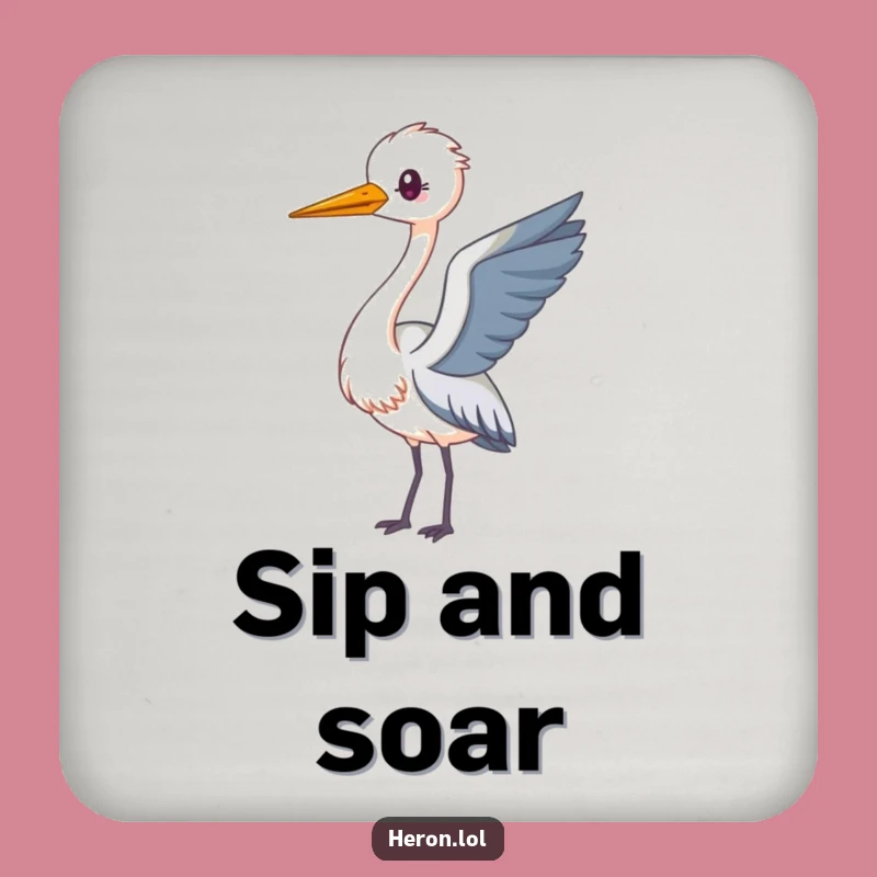Funny Kawaii Heron Coasters: Playful Looping Art, Set of Funny Gifts