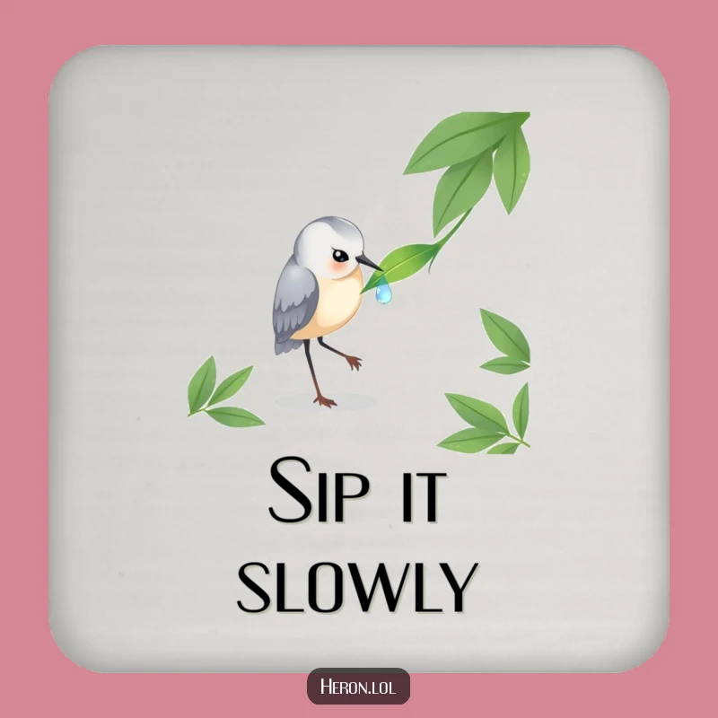 Funny Heron Dewdrop Coaster - Elegant Nature Drink Protector