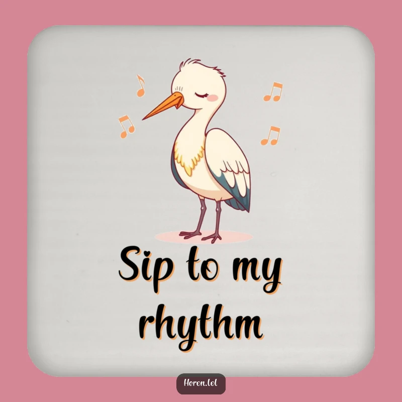 Funny Cute Heron Bobbing Drink Coaster - Whimsical Nature Table Protection Gift