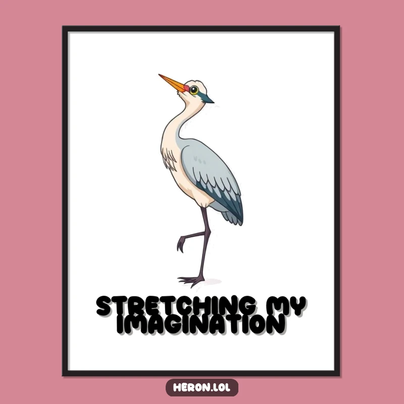 Cute Heron Bird Poster: Whimsical Wall Art for a Cheerful Space Gift