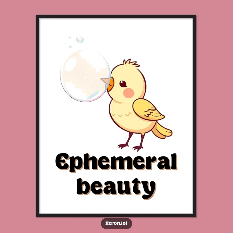Funny Bird Bubble Poster: Whimsical Art for a Cheerful Space