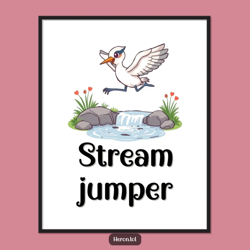 Funny Energetic Heron Poster: Dynamic Art, Perfect Gift