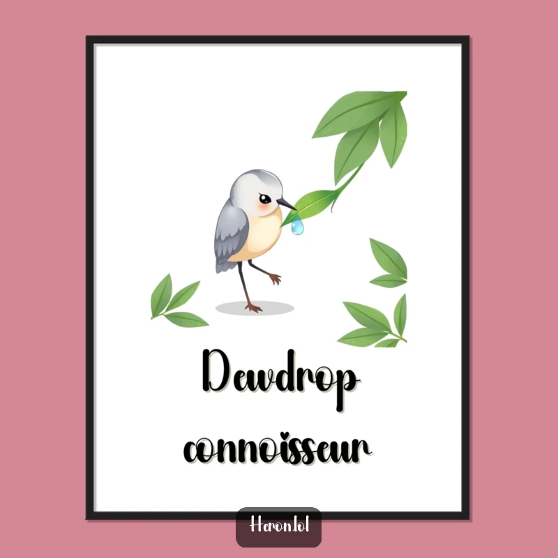 Funny Heron Dewdrop Poster - Serene Nature Wall Art