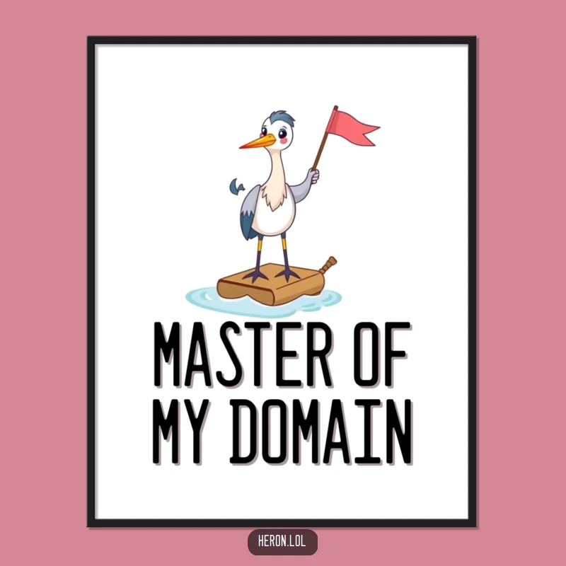 Funny Heron Poster: Raft Adventure Art, Wall Decor, Humorous Gift