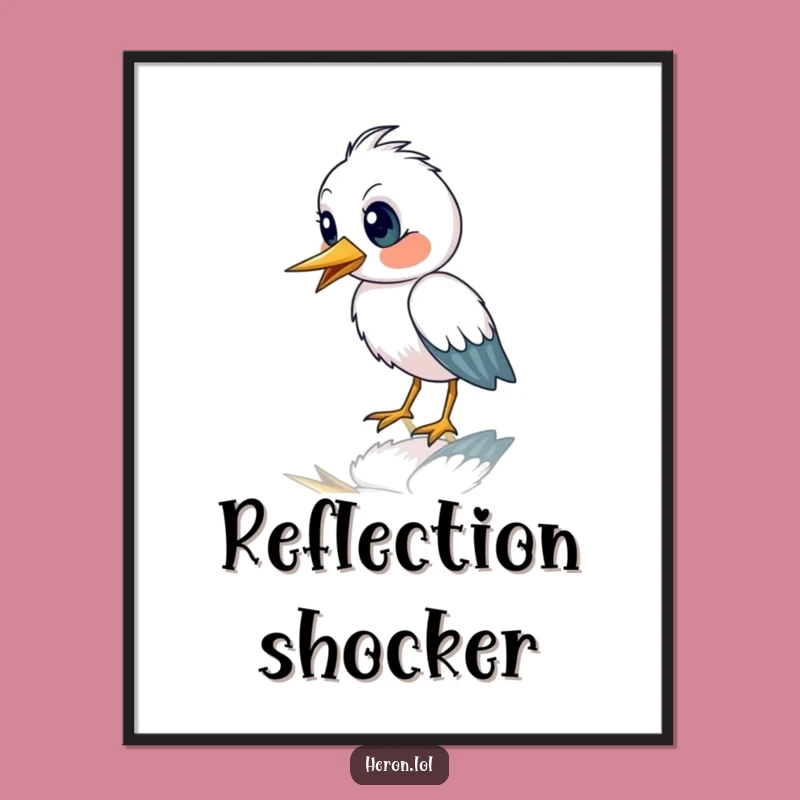 Funny Heron Reflection Poster - Astonishing Wall Art