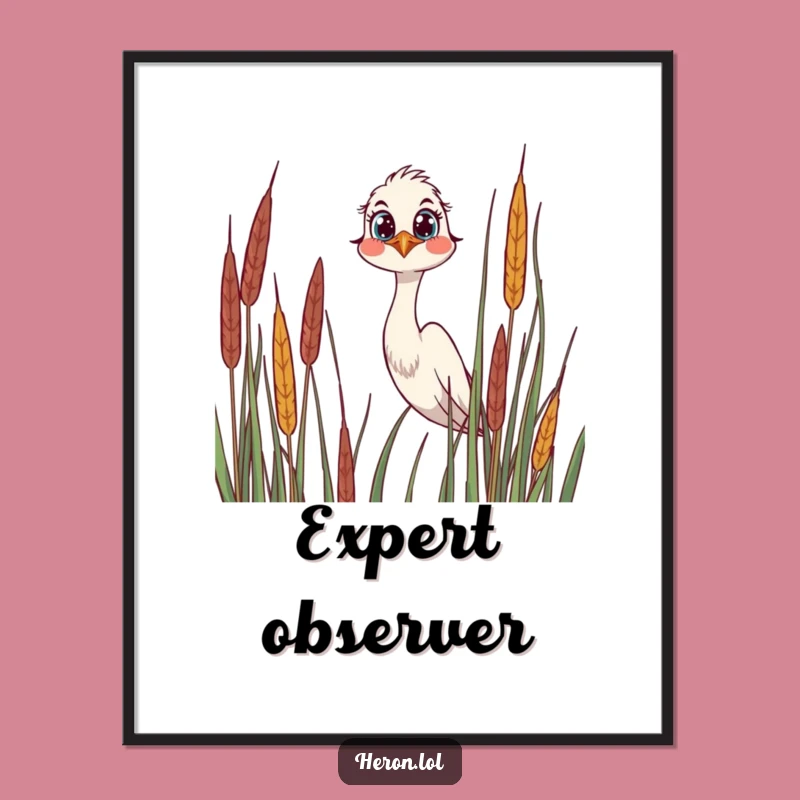 Funny Joyful Heron Poster: Quirky Curious Bird Art, Perfect Gift