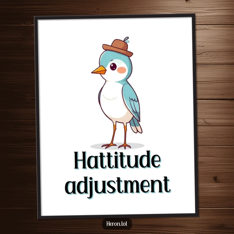 Funny Bird Poster: An illustration of a proud bird standing tall, wearing a small jaunty hat, exuding confidence and charm.