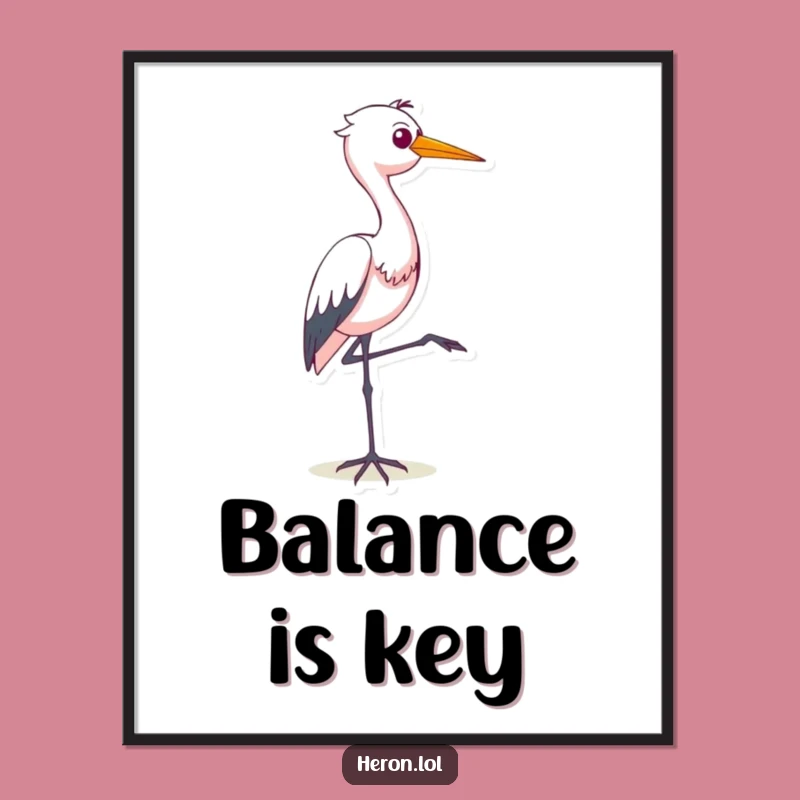 Funny Smug Heron Poster: Hilarious Bird Art Print for Walls