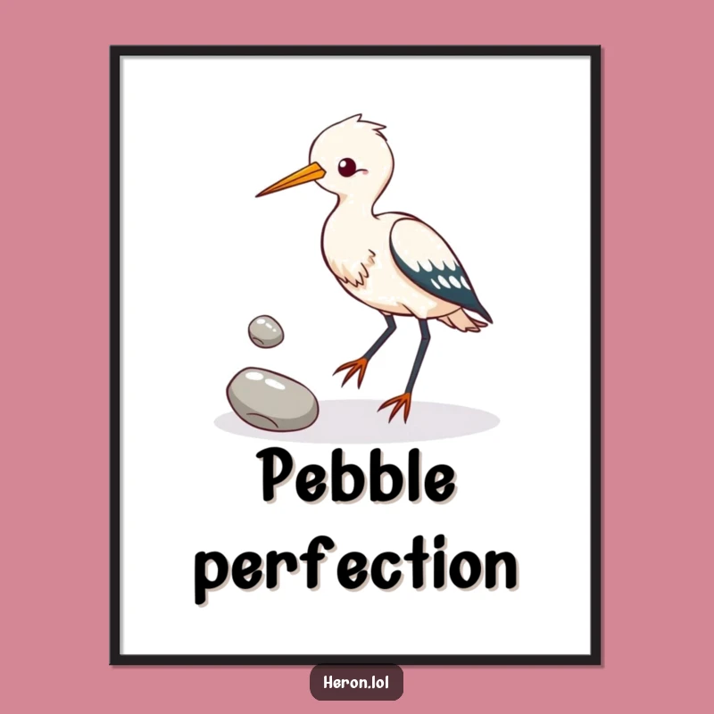 Funny Heron Juggling Pebbles Poster: Talented Bird Art, Ideal Funny Gift!