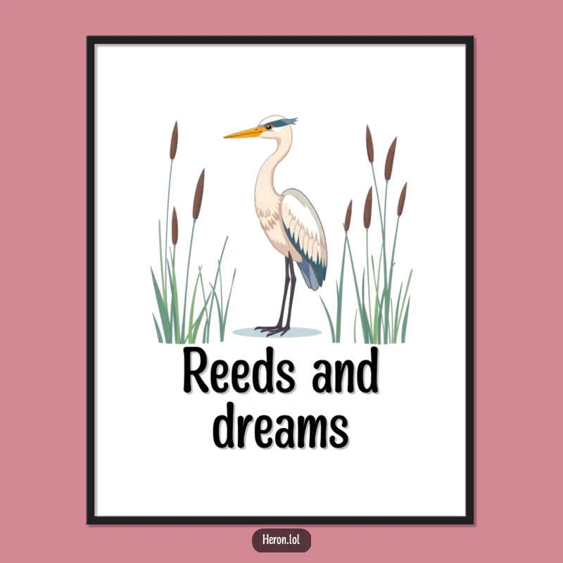 Majestic Heron Bird Poster: Serene Wildlife Art for Peaceful Spaces