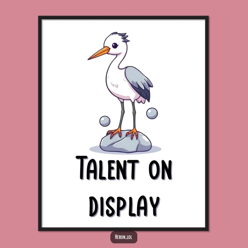 Funny Heron Juggling Poster: Hilarious Bird Art for Wall Decor