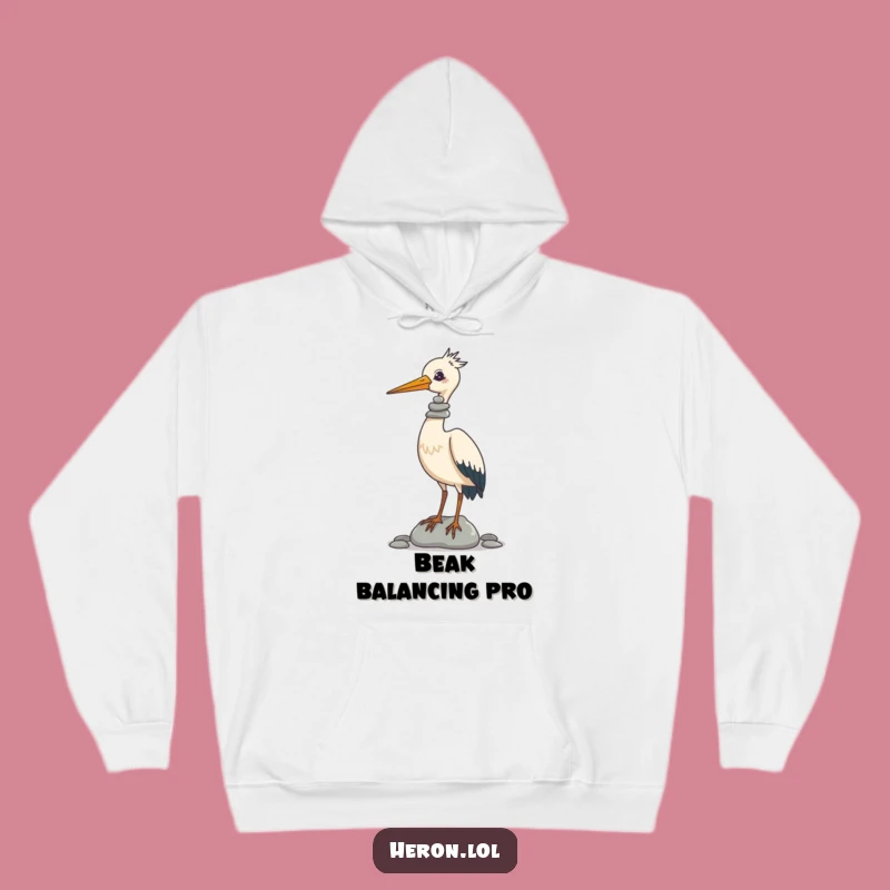 Funny Heron Pebble Balance Hoodie: Cozy Up with Comedic Zen