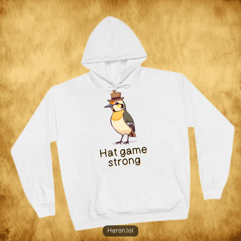 Funny Hoodie with a proud bird wearing a jaunty hat, offering warmth and a delightful touch of playful elegance.