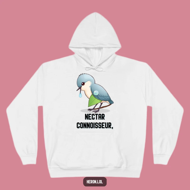 Funny Heron Dewdrop Hoodie, Cozy Bird Apparel, Perfect Gift