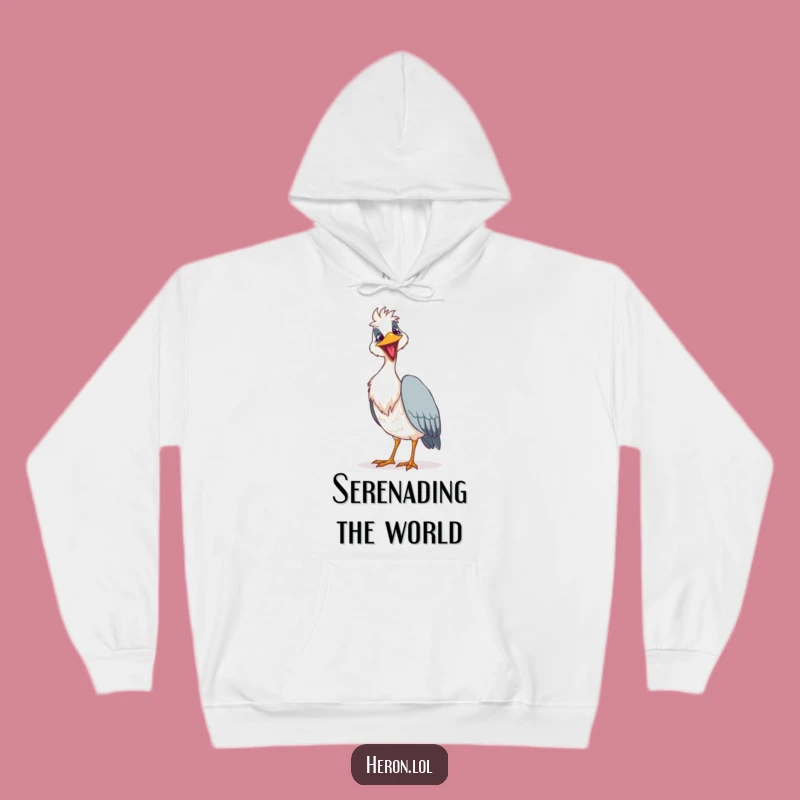 Cozy Funny Goofy Heron Hoodie: Loud Song Comfort