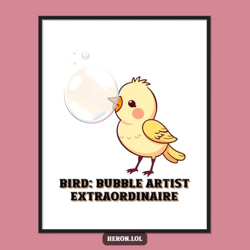 Funny Free Printable Bird Wall Art: Whimsical Bubble Blowing Decor