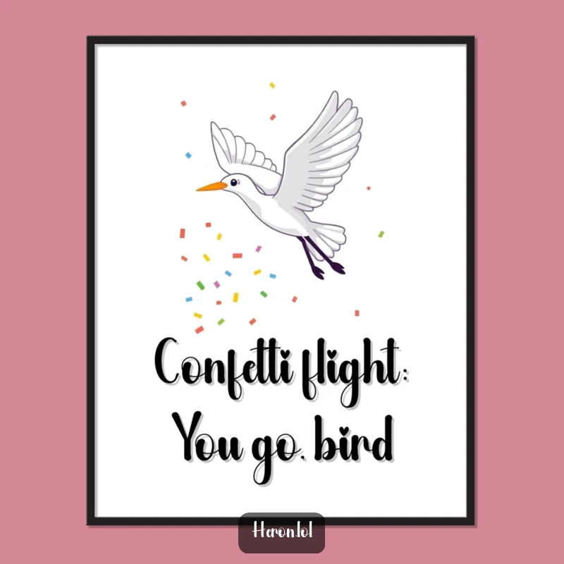 Funny Free Printable Wall Art: Heron's Confetti Flight, Joyful Downloadable Art for Your Home