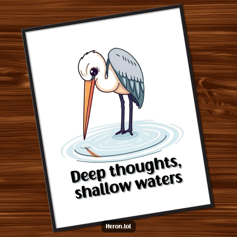 Elegant Free Printable Wall Art: A heron with a long beak gracefully dips into the water, a serene and downloadable piece for any room.