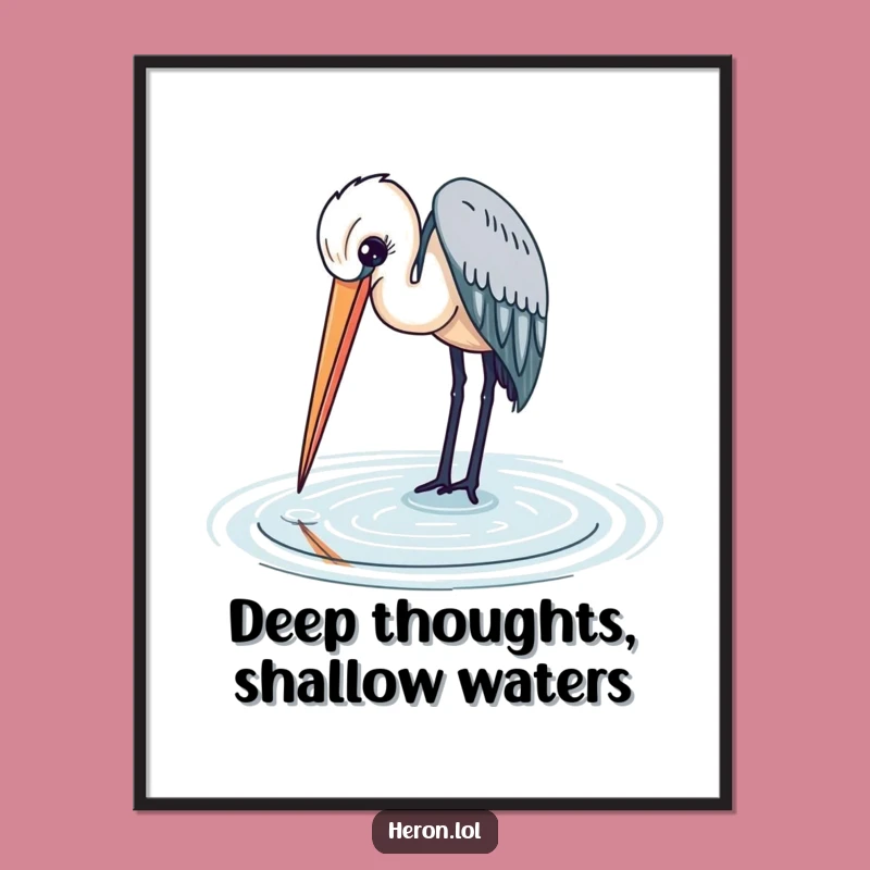 Funny Free Printable Wall Art: Heron's Water Dip, Peaceful Downloadable Decor
