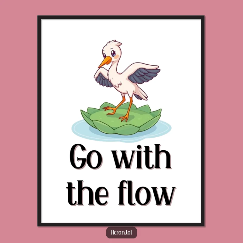 Free Printable Heron Landing Art: Funny Downloadable Wall Decor