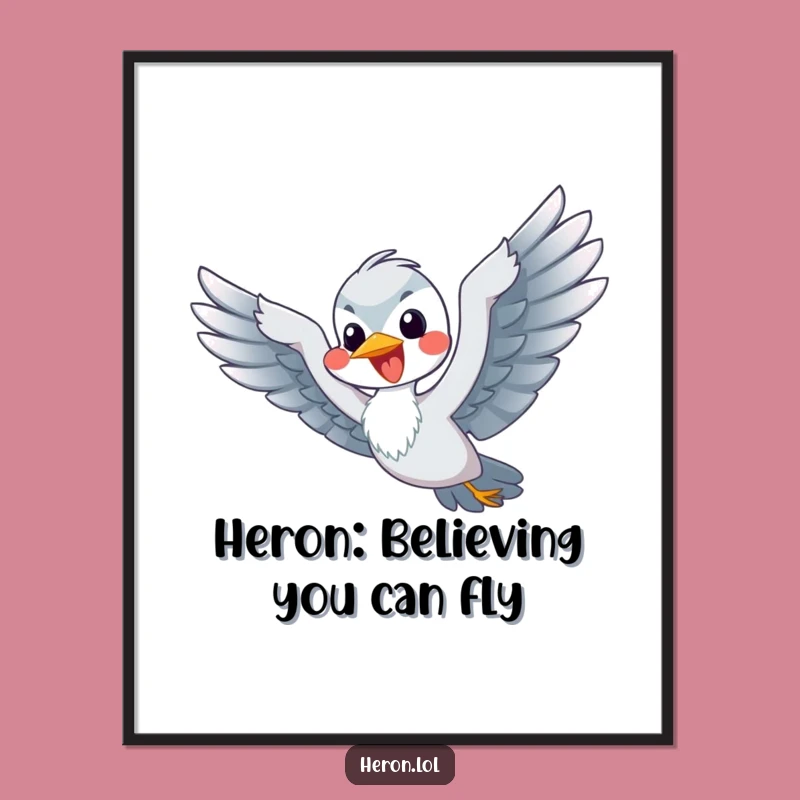 Free Printable Wall Art: Funny Heron Flying Attempt Downloadable Art for Home Decor