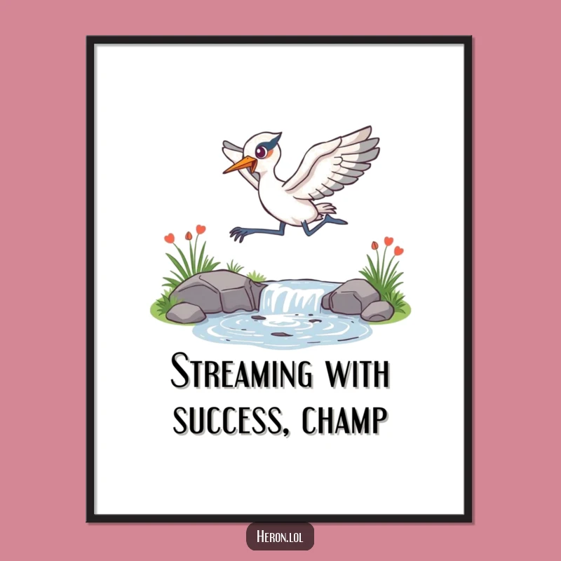 Free Printable Wall Art: Leaping Heron, Funny Downloadable Decor!