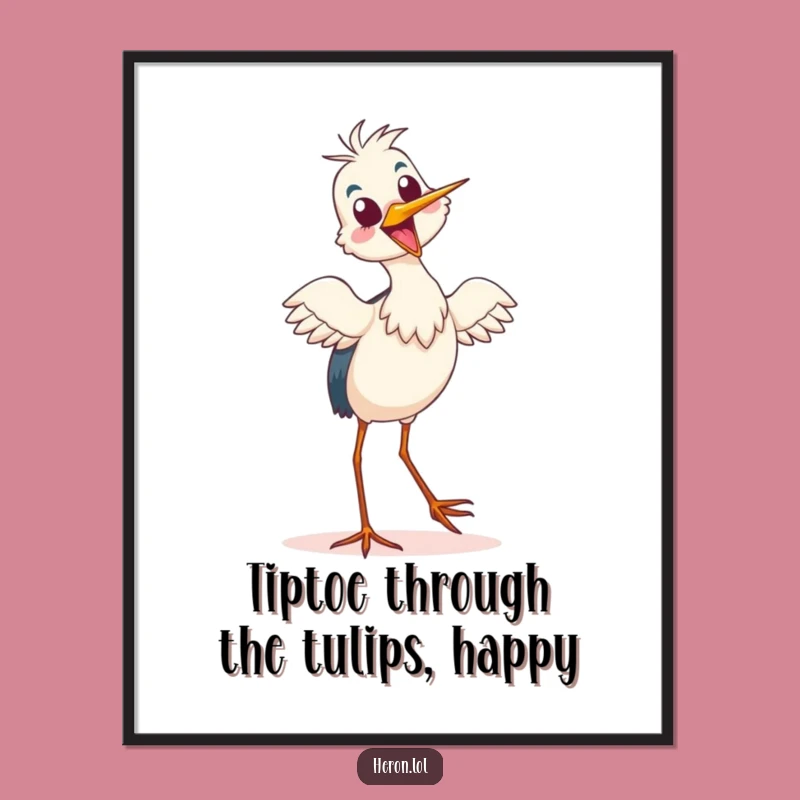 Free Printable Wall Art: Silly Heron Dance - Funny Downloadable Bird Art