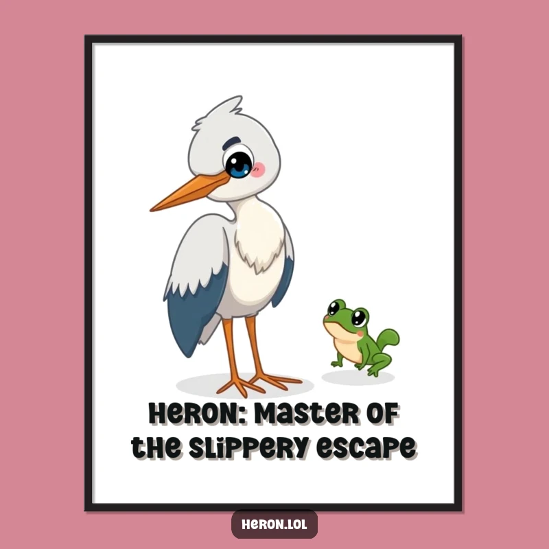 Free Printable Wall Art: Funny Heron Grin & Escaping Frog Downloadable Art for Home Decor