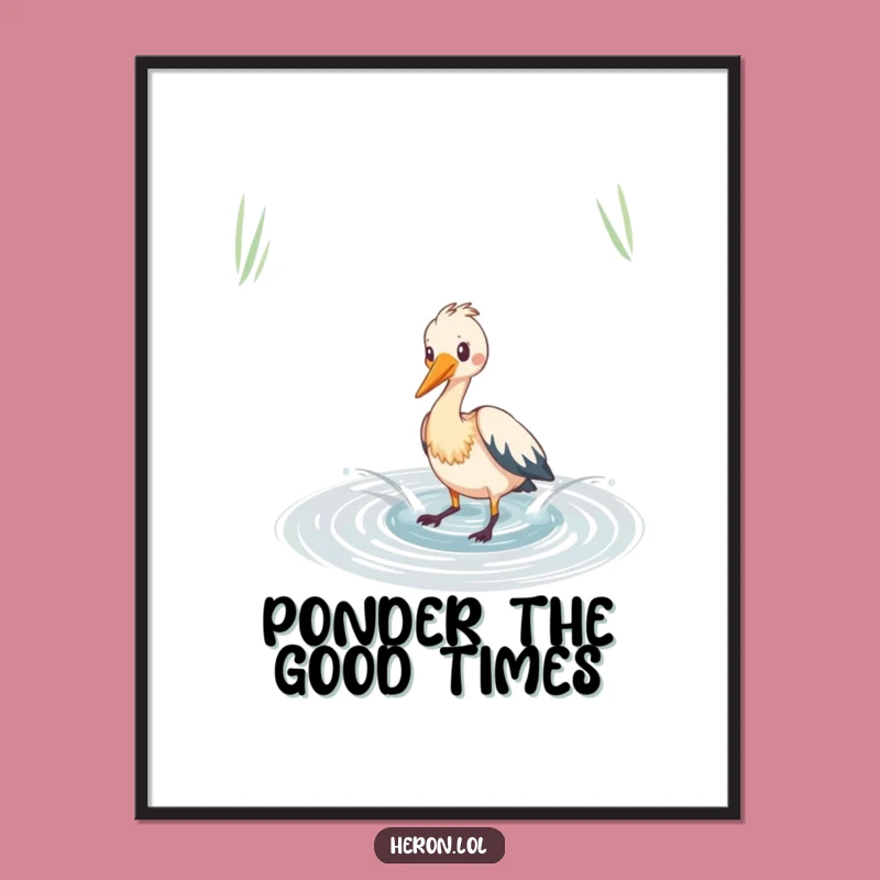 Vibrant Free Printable Heron Wall Art: Splashing Pond Downloadable Decor