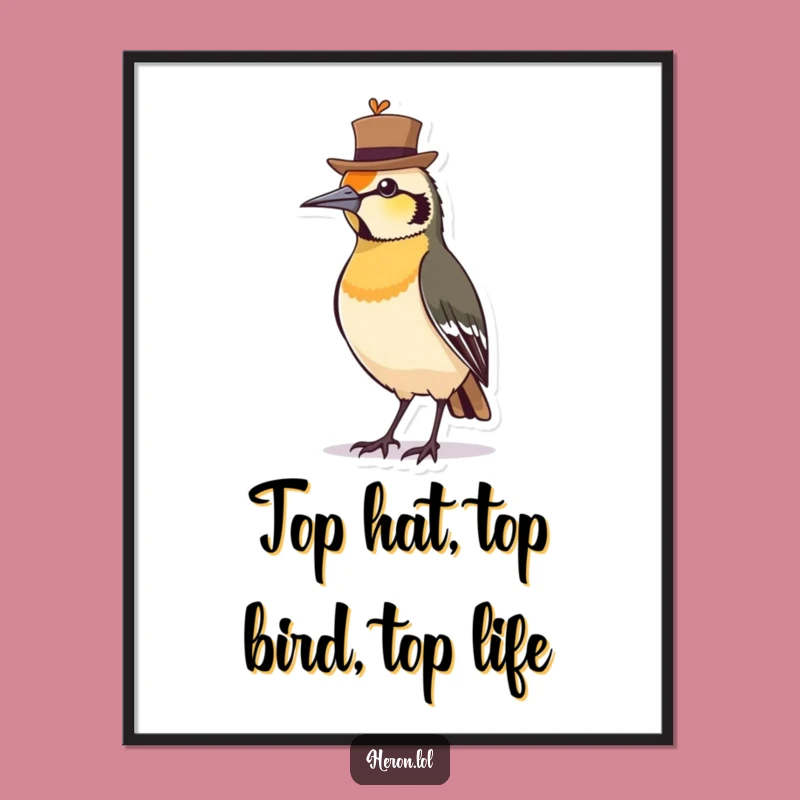 Free Printable Wall Art: Proud Bird in Hat - Funny Downloadable DIY Gift Art