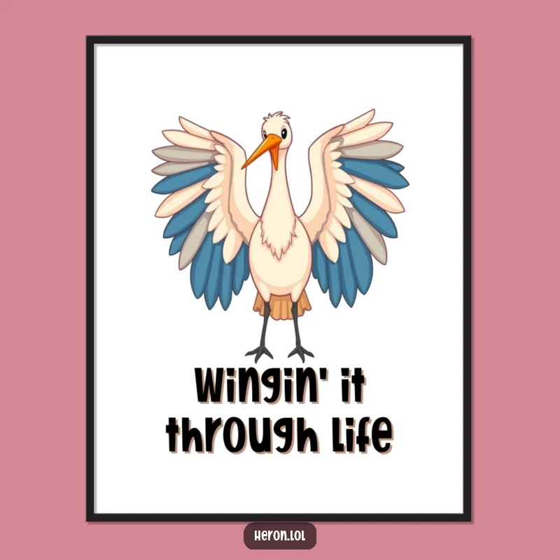 Funny Free Printable Heron Wall Art - Elegant Wings, Downloadable Quirky Decor