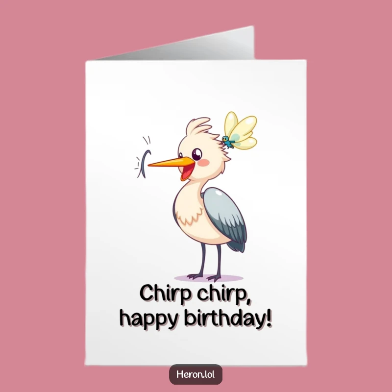 Free Printable Joyful Heron Birthday Card - Funny Downloadable Delight!