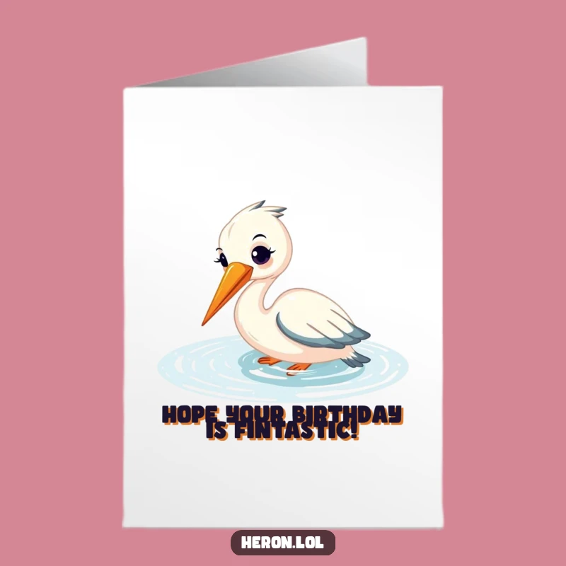 Free Printable Birthday Card: Fishing Heron's Joy, Sunny Downloadable Gift