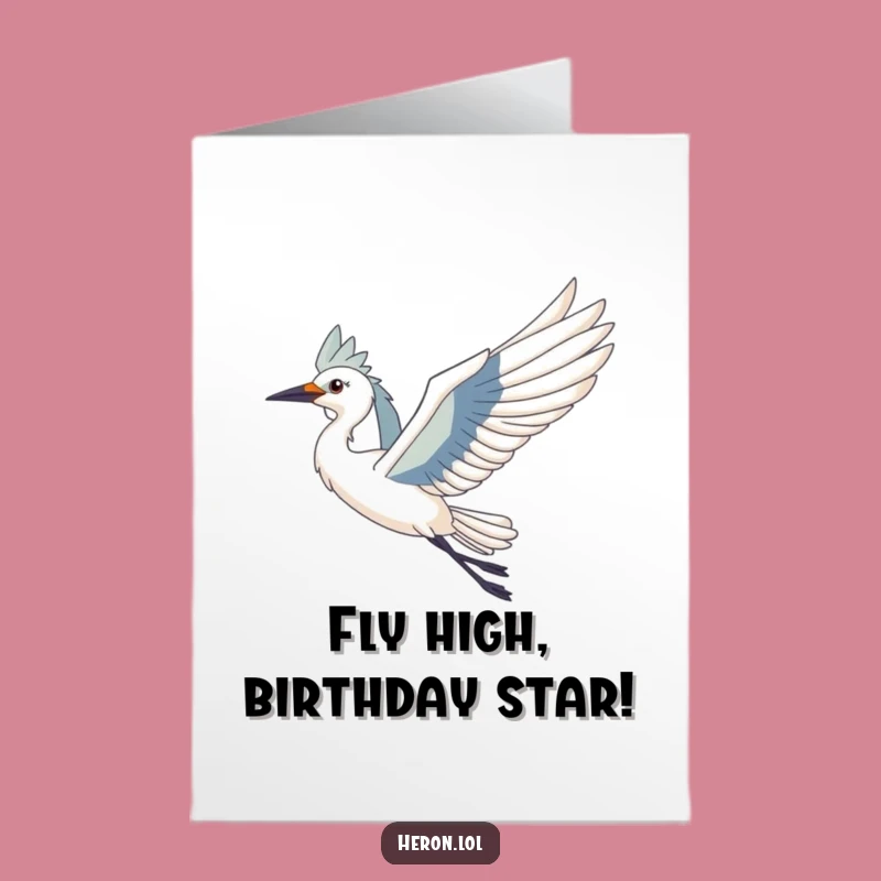 Free Printable Birthday Card: Funny Heron Takes Flight Greeting, Perfect Downloadable Gift