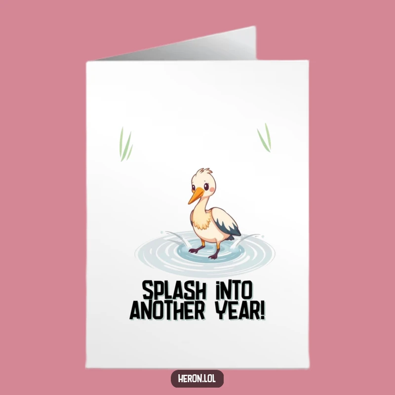 Fun Free Printable Heron Birthday Card: Splashing Pond Downloadable Gift