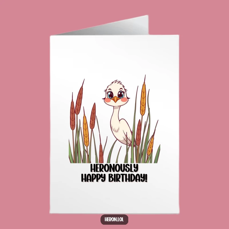 Free Printable Birthday Card: Curious Heron, Funny Downloadable Gift for Bird Lovers