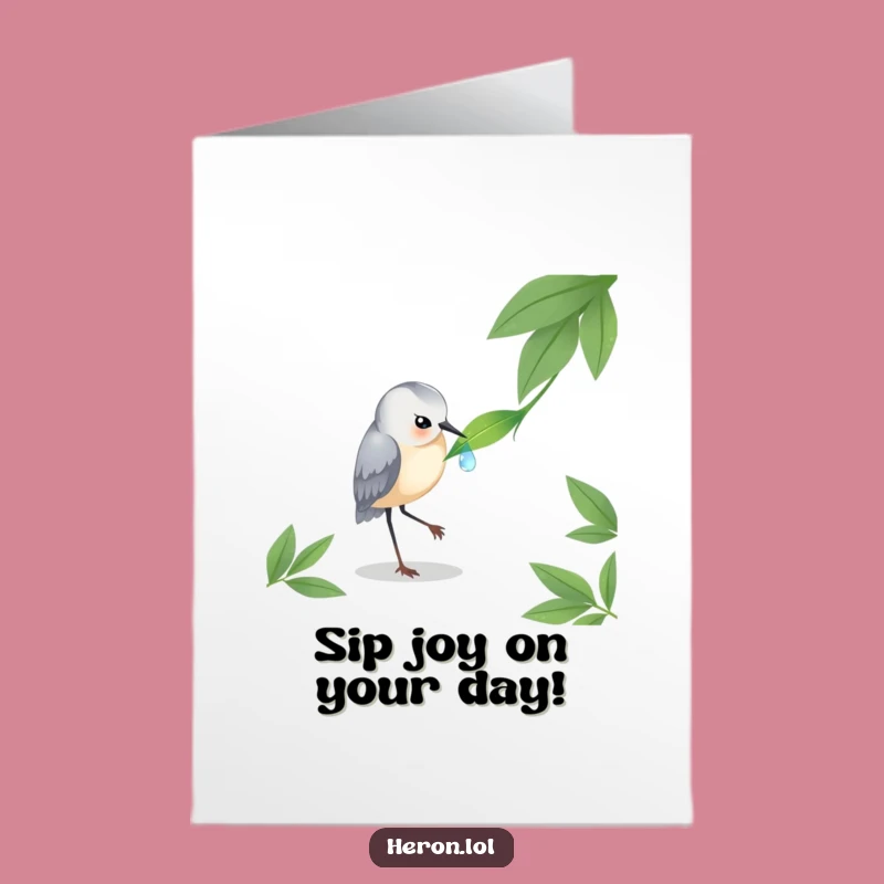 Free Printable Birthday Card: Heron & Dewdrop Instant Download Peaceful Nature Gift