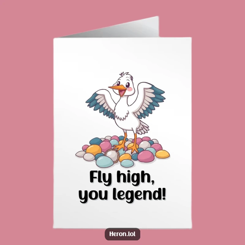 Free Printable Congratulations Card: Joyful Heron's Success Flap, Funny Downloadable Gift