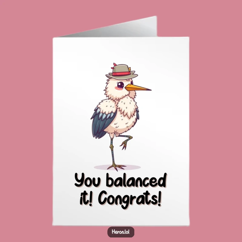 Free Printable Congrats Card: Elegant Heron - Celebrate Gracefully with a Funny Downloadable Gift!