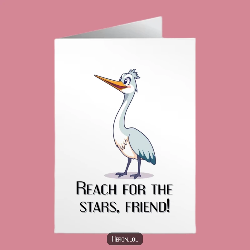 Free Printable Congrats Card: Grinning Heron, Tall Achievement, Downloadable
