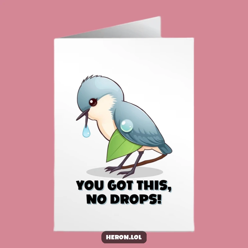 Free Printable Congrats Card: Majestic Heron Dewdrop - Elegant & Funny Downloadable Bird Art