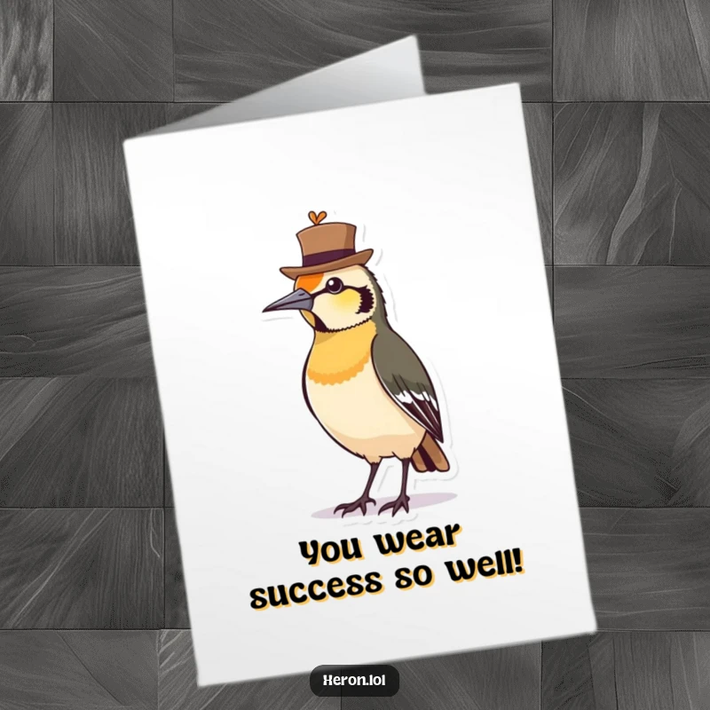 Funny Free Printable Congrats Card: A proud bird in a tiny, jaunty hat celebrates success with undeniable flair and humor.
