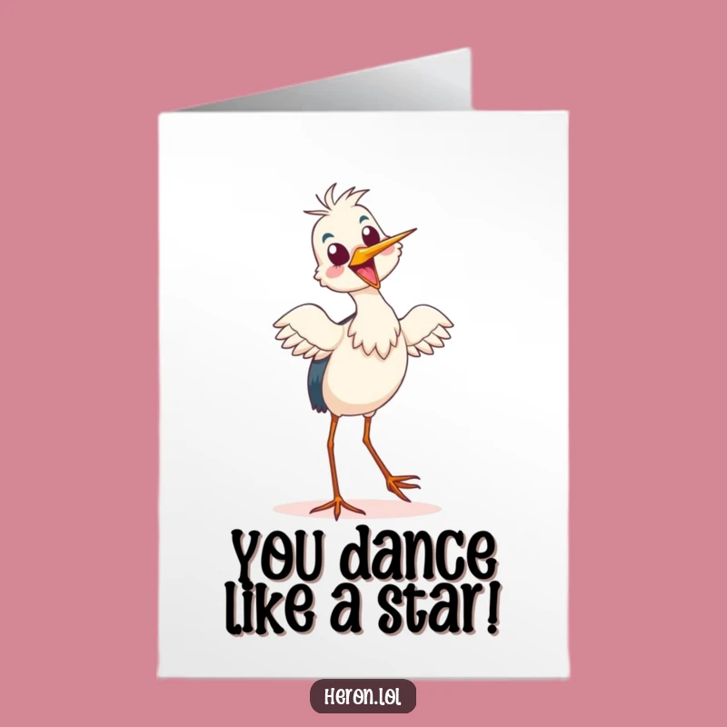 Free Printable Congrats Card: Silly Heron Dance - Hilarious Downloadable Bird Art