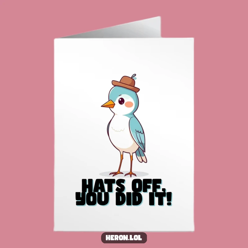 Free Printable Congratulations Card: Proud Bird in Hat Instant Download Stylish Win