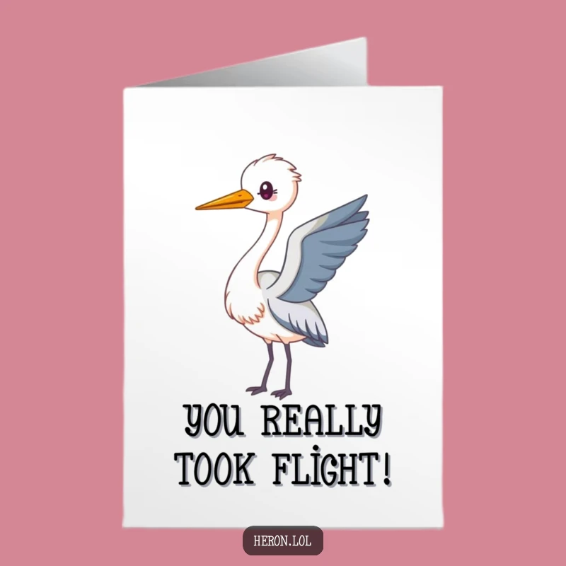 Free Printable Congrats Card: Kawaii Heron Loops, Funny Downloadable Gift