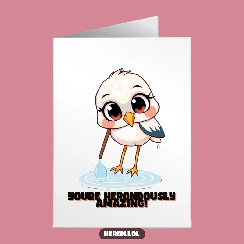 Free Printable Congrats Card: Curious Heron Gathers Wishes, Humorous Downloadable Gift