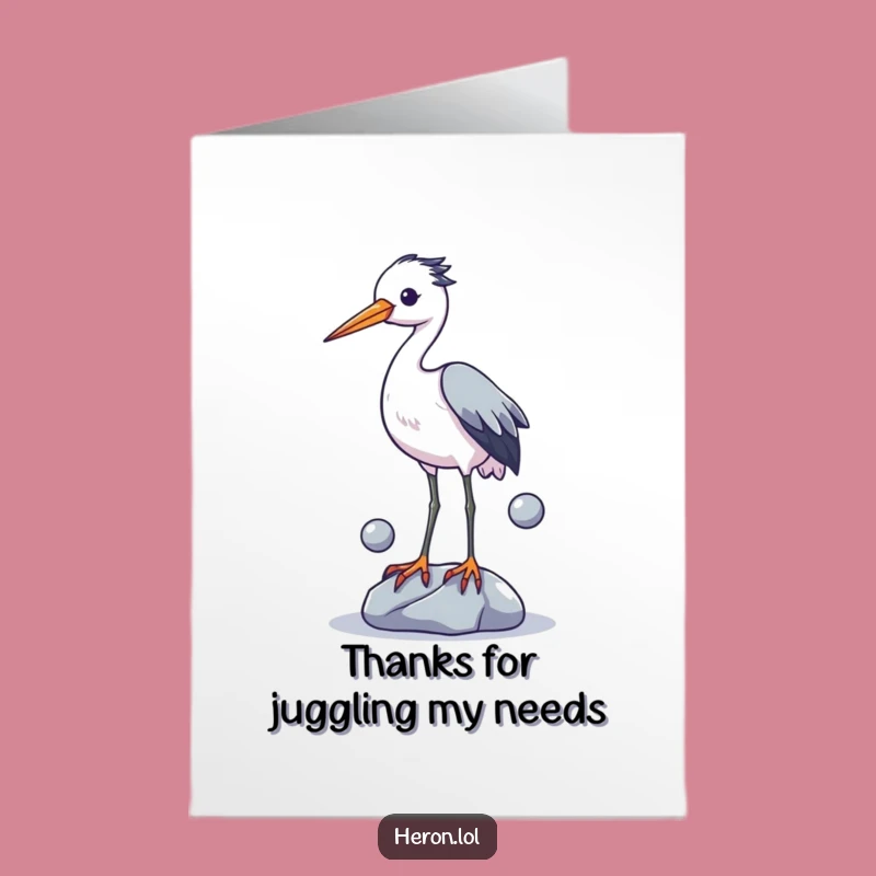 Free Printable Funny Heron Thank You Card: A Juggling Act of Gratitude